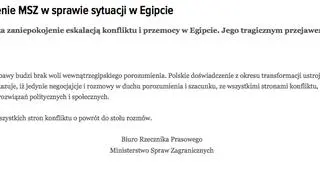 Oświadczenie polskiego MSZ dot. sytuacji w Egipcie 
