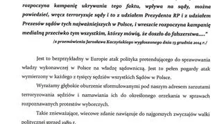 Oświadczenie prezesów sądów dot. słów Jarosława Kaczyńskiego 