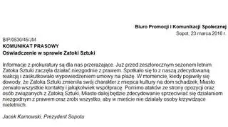Oświadczenie prezydenta Sopotu 