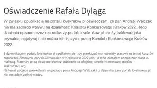Oświadczenie Rafała Dyląga