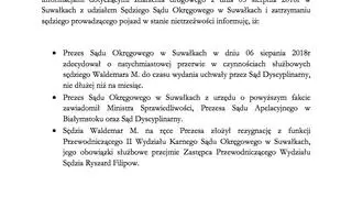 Oświadczenie Sądu Okręgowego w Suwałkach