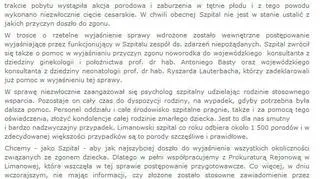 Oświadczenie Szpitala Powiatowego w Limanowej 