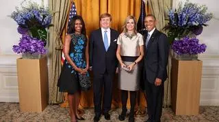 Para prezydencka Barack i Michelle Obama i król Niderlandów Wilhelm Aleksander z królową Maximą 