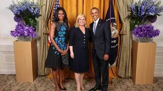 Para prezydencka Barack i Michelle Obama i prezydent Chorwacji Kolinda Grabar Kitarović 