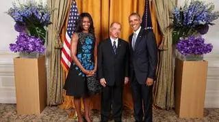 Para prezydencka Barack i Michelle Obama i prezydent Seszeli James A