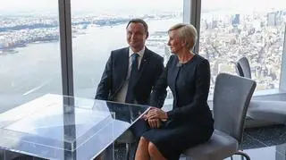 Para prezydencka na tarasie widokowym Wieży Wolności