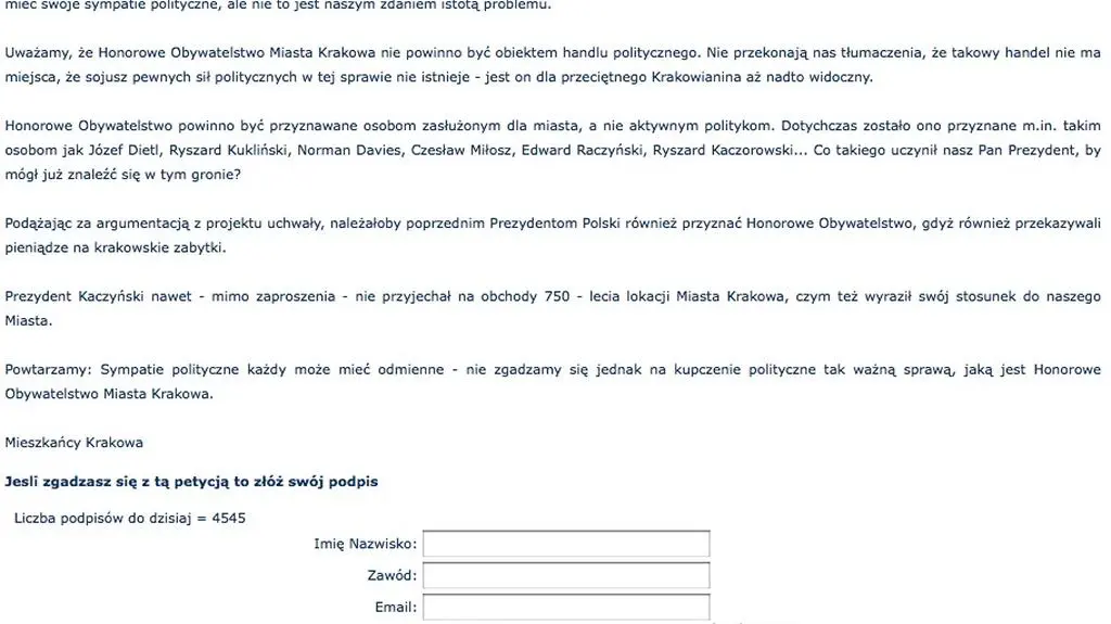 Petycja "mieszkańców"