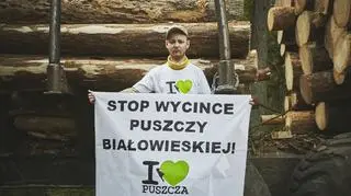 Pierwsza blokada wycinki Puszczy Białowieskiej
