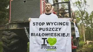 Pierwsza blokada wycinki Puszczy Białowieskiej