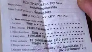 Piotr Kucy prezentuje swój akt zgonu
