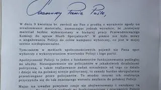 Pismo Komendanta Głównego Policji do Marka Opioły