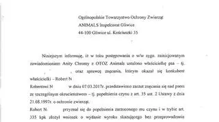 Pismo prokuratury w sprawie psa Wiktora