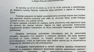 Pismo wysłane przez WOT do urzędu miasta Kazimierz Dolny