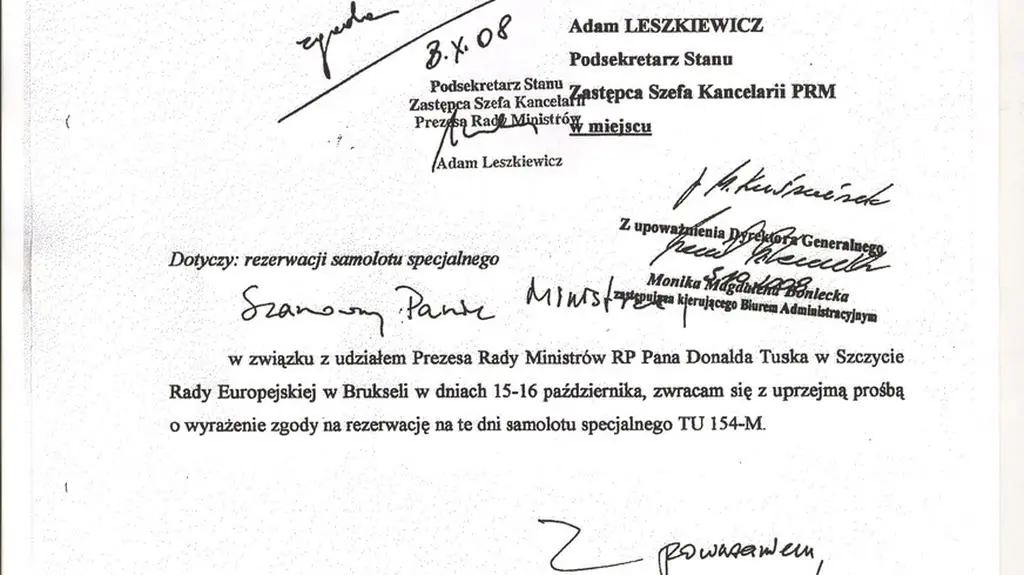 Pismo z kancelarii premiera