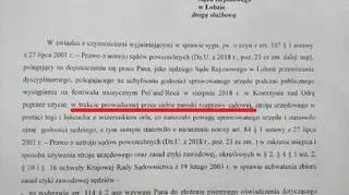 Pismo zastępcy rzecznika dyscyplinarnego do sędziego Arkadiusza Krupy