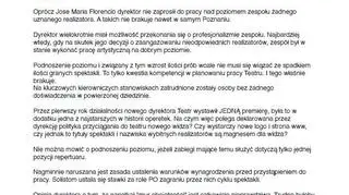 Pismo zostało napisane przez związkowców z Teatru Muzycznego w Poznaniu