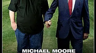 Plakat propagandowego dokumentu Michaela Moore'a "Fahrenheit 9.11"