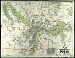Plan Poznania po włączeniu przez Niemców terenów podmiejskich z 1940 r.