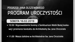 Plan sobotnich uroczystości pogrzebowych Jana Olszewskiego 