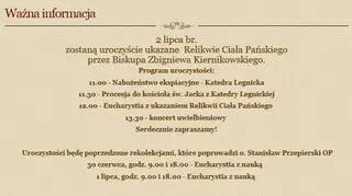 Plan uroczystości w Legnicy