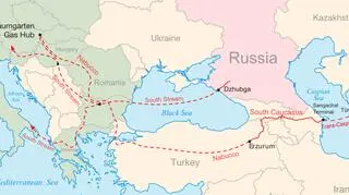 Planowane trasy gazociągów South Stream i Nabucco