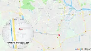 Płonąca hurtownia znajduje się przy Trakcie św. Wojciecha