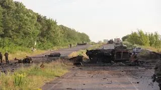 Pobojowisko po "dywersji" kolumny pancernej separatystów pod Kramatorskiem