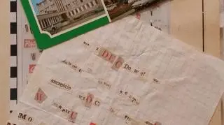 Pocztówka i anonim, który Trynkiewicz wysłał po pierwszym zabójstwie do matki chłopca