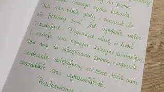 Podziękowanie za pomoc od 9-letniego Kuby