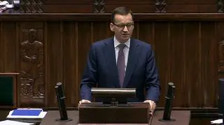 Polish Prime Minister Mateusz Morawiecki speaks about the Holocaust law in the parliament