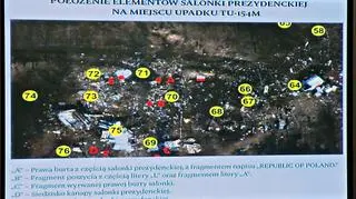 "Położenie elementów salonki prezydenckiej na miejscu upadku Tu-154M