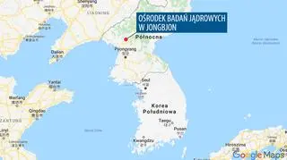 Położenie ośrodka badań jądrowych w Jongbjon, Korea Północna