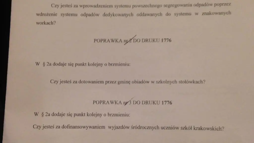 Poprawki PiS do uchwały PO