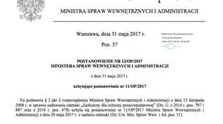 Postanowienie MSWiA o uchyleniu decyzji o nadaniu odznaki