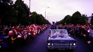 Powitanie kosmonautów Mirosława Hermaszewskiego i Piotra Klimiuka w Warszawie