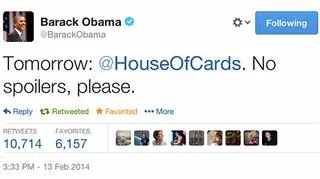 Prezydent Barack Obama poprosił, by nikt nie zdradził mu fabuły drugiego seoznu "House of Cards"