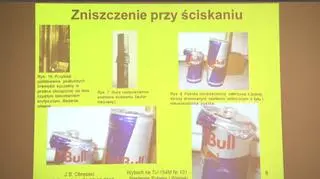 Prof. Jan Obrębski zaprezentował zdjęcia z eksperymentu z puszkami po napoju