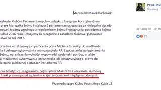 Projekt pisma opozycji ujawniony przez Pawła Kukiza