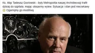Prośba o modlitwę za arcybiskupa