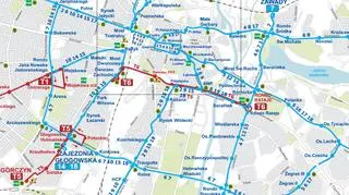 Przebieg tras tramwajowych w pobliżu Dworca PKS