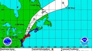 Przewidywany szlak poruszania się Irene (NOAA)
