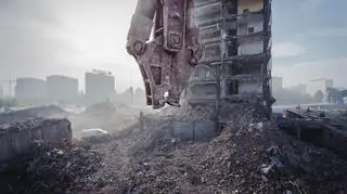 Rozbiórka wieżowca w centrum Katowic