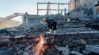 Rozbiórka wieżowca w centrum Katowic