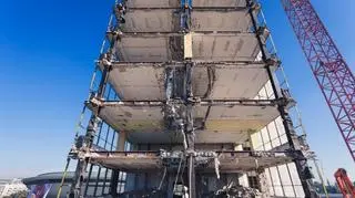 Rozbiórka wieżowca w centrum Katowic