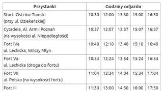 Rozkład jazdy specjalnej linii autobusowej