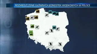 Rozmieszczenie głównych jednostek wojskowych w Polsce