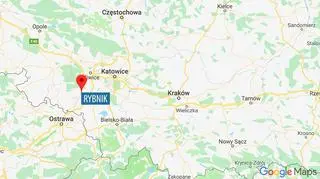 Rybnik located on a map of southern Poland