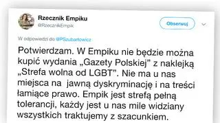 Rzeczniczka Empiku: nie ma u nas miejsca na jawną dyskryminację