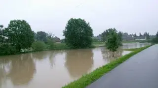 Rzeka Uszwica przekroczyła stan alarmowy (fot. internauta Piotr)