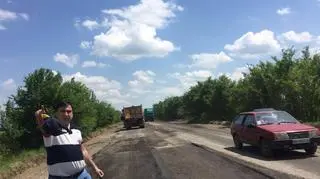 Saakaszwili kontroluje remont drogi Odessa - Reni 